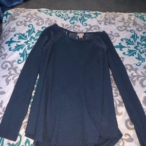 long sleeve blue casual shirt